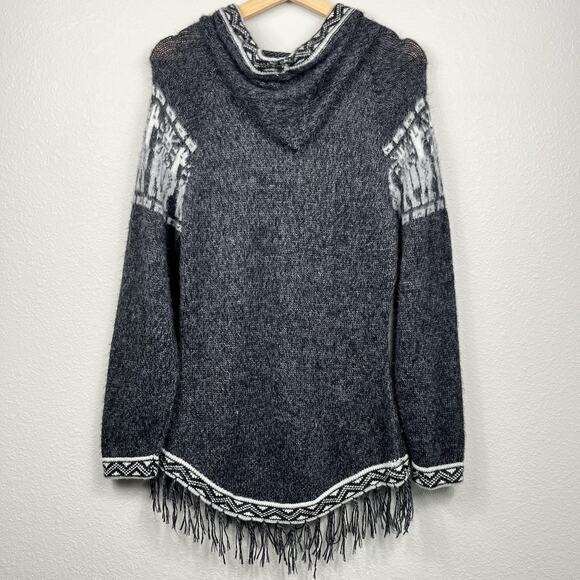 Peruvian Alpaca Wool Hooded Pullover Sweater Womens S/M Boho Aztec Gorp Soft - Picture 2 of 12
